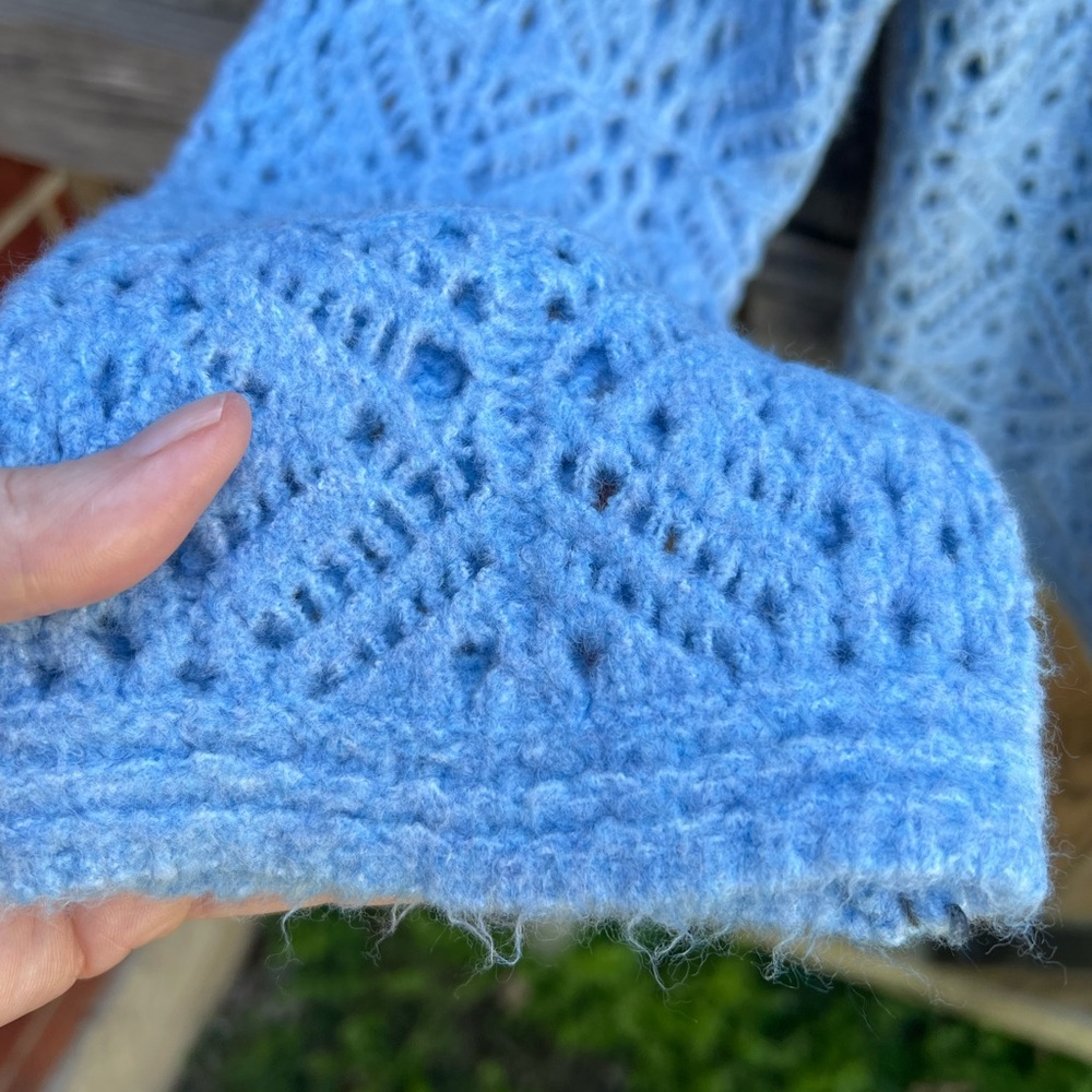 👗Universal Thread Sky Blue Openwork Crewneck Sweater - Picture 7 of 8